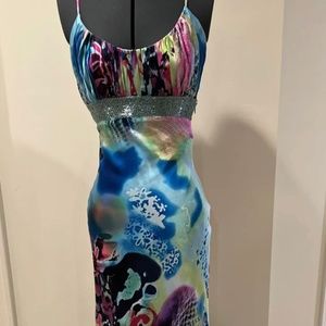 Camille La Vie blue prom/formal silk floral dress size 4